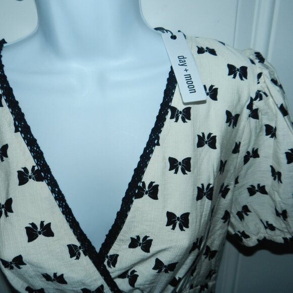 Day + Moon Katherine Tiered Mini Romper Dress Bow ୨୧ Ribbon୨୧ Print🆕📦⌚🏃🏻💨🚚 - Picture 10 of 15